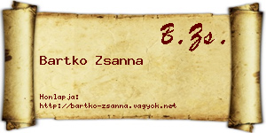 Bartko Zsanna névjegykártya